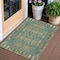 Homeroots 3' X 5' Teal Blue Taupe And Beige Moroccan Washable Indoor Outdoor Area Rug 577217 - alternate 1
