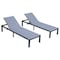 Leisuremod Marlin Patio Chaise Lounge Chair with Black Aluminum Frame, Dark Grey, 2PK MLBL-77DGR2 - alternate 1