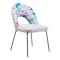 Homeroots Set of Two Gray and Black Velvet And Steel Velvet And Steel Tropical Floral Dining Side Chairs, 2PK 555801 - alternate 1