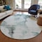 Homeroots 8' Teal Blue Silver And Gray Round Abstract Washable Indoor Outdoor Area Rug 582688 - alternate 7