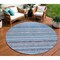 Homeroots 8' Sky Blue And Navy Blue Round Striped Washable Indoor Outdoor Area Rug 577807 - alternate 1