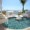 Homeroots 8' Teal Blue And Aqua Round Floral Washable Indoor Outdoor Area Rug 588914 - alternate 7