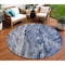 Homeroots 8' Denim Blue And Navy Blue Round Abstract Washable Indoor Outdoor Area Rug 577928 - alternate 1