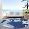 Homeroots 8' Navy Blue Denim Blue And Ivory Round Floral Washable Indoor Outdoor Area Rug 589556 - alternate 6