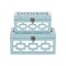 Homeroots Set of Two Blue And White Wood And Mirrored Glass Box With Lid, 2PK 489376 - alternate 5