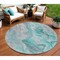Homeroots 8' Teal Blue And Ivory Round Abstract Washable Indoor Outdoor Area Rug 617616 - alternate 1