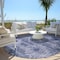Homeroots 8' Navy Blue And Denim Blue Round Southwestern Washable Indoor Outdoor Area Rug 588710 - alternate 6