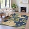 Homeroots 10' X 14' Navy Blue Gold And Olive Green Abstract Washable Indoor Outdoor Area Rug 630608 - alternate 4