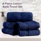 Lavish Home 6PC Bathroom Towels Set 100% Cotton Bathroom Accessories Soft Towel Set for Shower, Gym, Dorm, Spa 67-0035-NVY - alternate 3