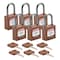 Brady Lockout Padlock, Keyed Alike, Nylon, Brown, 1 in Shackle Height, 1 3/16 in Body Width, 6 PK CPPL-BRN-25AL-KA6 - alternate 1
