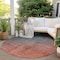 Homeroots 8' Round Gray and Red Orange Round Ombre Washable Non Skid Indoor Outdoor Area Rug 563732 - alternate 6