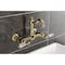 Kingston Brass Two-Handle Wall Mount Bridge Kitchen Faucet, Polished Brass KS2442WLL - alternate 4