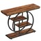 Kioottoo 41.3'' Industrial 4-Tier Console Table with Circle Base, Rustic Brown & Black Sofa Table TB-JW0606 - alternate 6