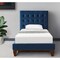 Homeroots Navy Blue Solid Wood Twin Tufted Upholstered Velvet Bed 544758 - alternate 1
