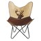 Homeroots 30" Brown And Tan Canvas And Leather Deer Stag Butterfly Chair 548251 - alternate 5