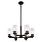 Vaxcel Maple Valley 6-Light Chandelier, Matte Black, Clear Ribbed Glass, 22-In. Wide H0326 - alternate 1