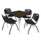 Regency Square Kahlo Breakroom Table W/ 4 M Stack Chairs, 36 in W, 36 in L, Neo Walnut TPL3636NWCM47BK - alternate 1