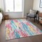 Homeroots 3' X 5' White Pink And Teal Blue Striped Washable Indoor Outdoor Area Rug 617704 - alternate 6
