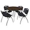 Regency Round Kahlo Breakroom Table W/ 4 M Stack Chairs, 36 in W, 36 in L, Neo Walnut TPL36RNDNWCM47BK - alternate 1