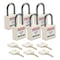 Brady Lockout Padlock, Keyed Alike, Nylon, White, 1 in Shackle Height, 1 3/16 in Body Width, 6 PK CPPL-WHT-25AL-KA6 - alternate 1