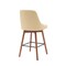 Homeroots 26" Cream and Wood Brown Faux Leather with Solid Wood Swivel Counter Height Bar Chair 534480 - alternate 6