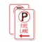 Signmission Fire Lane No Parking Symbol and Left Arrow, 18'' X 24'' 2 Signs, Heavy Gauge Aluminum, 2PK A-1824-2PACK-24020 - alternate 1