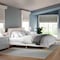 Martha Stewart Flynn King Size Solid Wood Platform Bed with Upholstered Base and Inset Headboard, Wood Slat Bottom MG-0900272F-LTB-K-WH-MS - alternate 1