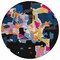 Homeroots 8' Black Blue And Pink Round Abstract Washable Indoor Outdoor Area Rug 599540 - alternate 6
