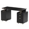 Homeroots 57" Black Wood and Stainless Steel Computer Desk With Three Drawers 723771 - alternate 8