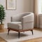 Homeroots 29" Beige Terra Cotta and Black Linen Upholstered Wood Barrel Chair 653113 - alternate 6