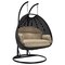 Leisuremod Mendoza Charcoal Wicker Hanging 2 person Egg Swing Chair with Taupe Cushions MSCCH-53TP - alternate 1