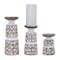 Homeroots Set of Three Brown And White Botanical Leaf Stone Powder Tabletop Pillar Candle Holders, 3PK 517626 - alternate 1