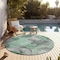 Homeroots 8' Round Green Round Abstract Washable Non Skid Indoor Outdoor Area Rug 559510 - alternate 8