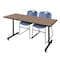 Regency Kobe T-Base Training Seminar Table W/ 2 Zeng Stack Chairs, 66 in W, 24 in L, Noble Oak MKTRCT6624NO44BE - alternate 1