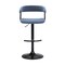 Homeroots Blue and Black Fabric with Metal Swivel Adjustable Height Bar Chair 534475 - alternate 7