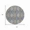 Homeroots 8' Gray Ivory And Navy Blue Round Floral Medallion Washable Indoor Outdoor Area Rug 614589 - alternate 5
