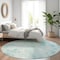 Homeroots 8' Aqua Teal Blue And Ivory Round Floral Washable Indoor Outdoor Area Rug 583096 - alternate 4