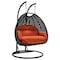 Leisuremod Mendoza Charcoal Wicker Hanging 2 person Egg Swing Chair with Orange Cushions MSCCH-53OR - alternate 1
