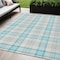 Homeroots 5' X 8' Aqua And Gray Plaid Washable Indoor Outdoor Area Rug 601315 - alternate 1