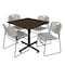 Regency Square Kobe Breakroom Table W/ 4 Zeng Stack Chairs, 36 in W, 36 in L, Neo Walnut TKB3636NW44GY - alternate 1