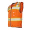 Dome75 Safety Vest, Polyester, Reinforced Front Zipper Closure Closure, HiVis Orange/HiVis Yellow Contrast OV6123 - alternate 5
