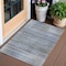 Homeroots 3' X 5' Denim Blue And Sky Blue Striped Washable Indoor Outdoor Area Rug 588046 - alternate 1
