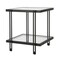 Homeroots 22" Black And Clear Glass And Steel Square End Table With Shelf 544196 - alternate 5