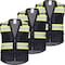 Protectx High Visibility Safety Vest, 6 Pockets, Zipper Front, Mesh Back, Black, 3PK SV-120SM4-BKBK03-S - alternate 5