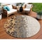 Homeroots 8' Ivory Gray And Gold Round Abstract Washable Indoor Outdoor Area Rug 582526 - alternate 1