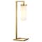 Homeroots 26" Brass Metal Arched Table Lamp With White Cylinder Shade 524449 - alternate 8
