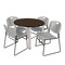 Regency Round Kee Breakroom Table W/ 4 Zeng Stack Chairs, 36 in W, 36 in L, Neo Walnut TB36RNDNWBPCM44GY - alternate 1