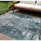 Homeroots 10' X 14' Teal Blue Gray And Charcoal Abstract Washable Indoor Outdoor Area Rug 582931 - alternate 1