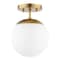 Jonathan Y Marcel Bistro 7.75" 1-Light Bohemian Farmhouse Iron/Frosted Glass LED Semi Flush Mount, Brass Gold/Wh JYL7499A - alternate 9