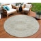 Homeroots 8' Taupe And Ivory Round Medallion Washable Indoor Outdoor Area Rug 617475 - alternate 1